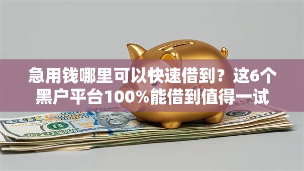 急用钱哪里可以快速借到？这6个黑户平台100%能借到值得一试