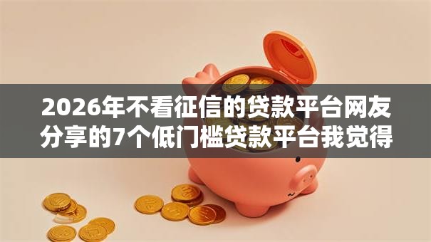 2026年不看征信的贷款平台网友分享的7个低门槛贷款平台我觉得不错！