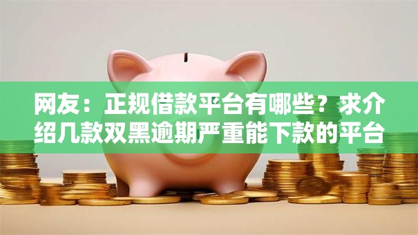 网友：正规借款平台有哪些？求介绍几款双黑逾期严重能下款的平台