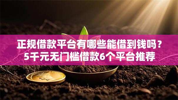 正规借款平台有哪些能借到钱吗？5千元无门槛借款6个平台推荐