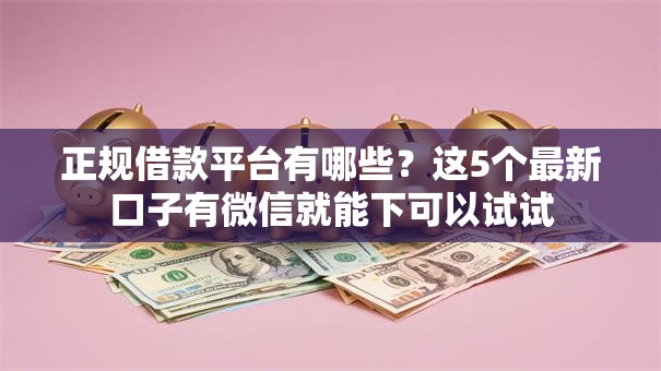 正规借款平台有哪些?这5个最新口子有微信就能下可以试试 正规借款平台有哪些?这5个最新口子有微信就能下可以试试