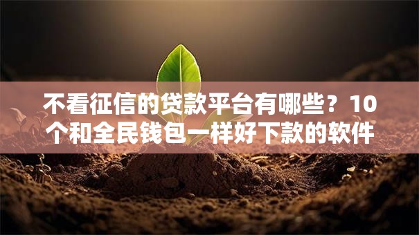 不看征信的贷款平台有哪些?10个和全民钱包一样好下款的软件推荐给你 不看征信的贷款平台有哪些?10个和全民钱包一样好下款的软件推荐给你