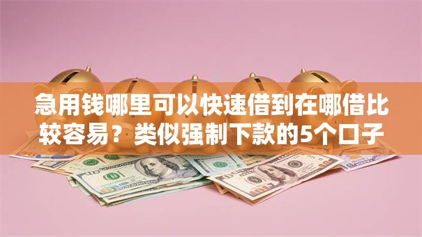 急用钱哪里可以快速借到在哪借比较容易?类似强制下款的5个口子参考 急用钱哪里可以快速借到在哪借比较容易?类似强制下款的5个口子参考
