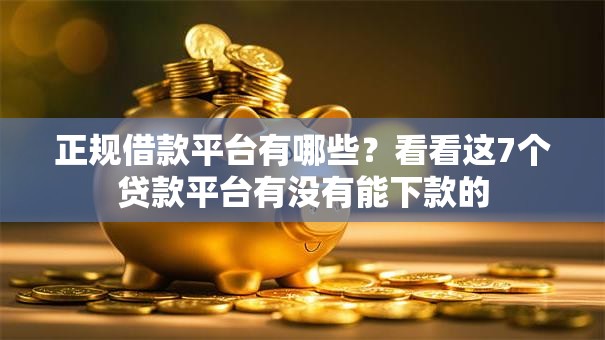 正规借款平台有哪些？看看这7个贷款平台有没有能下款的