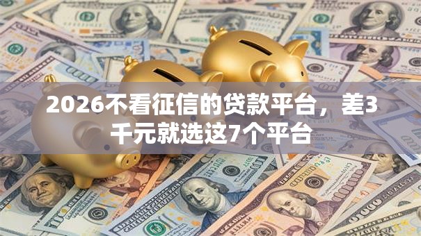 2026不看征信的贷款平台，差3千元就选这7个平台