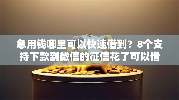 急用钱哪里可以快速借到？8个支持下款到微信的征信花了可以借钱的网贷平台