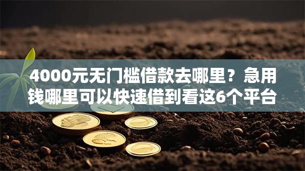 4000元无门槛借款去哪里？急用钱哪里可以快速借到看这6个平台