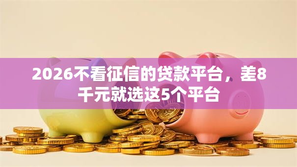 2026不看征信的贷款平台，差8千元就选这5个平台