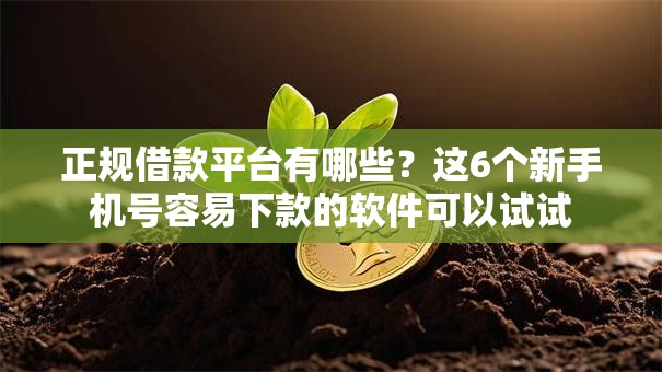 正规借款平台有哪些？这6个新手机号容易下款的软件可以试试