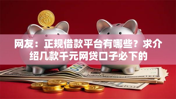 网友：正规借款平台有哪些？求介绍几款千元网贷口子必下的