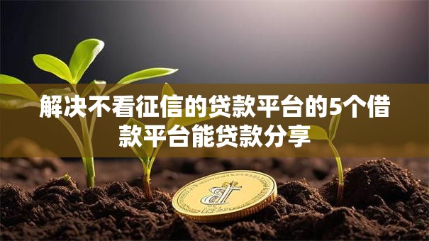解决不看征信的贷款平台的5个借款平台能贷款分享