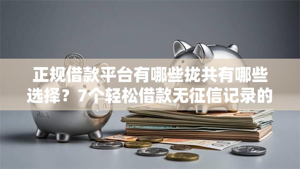 正规借款平台有哪些拢共有哪些选择?7个轻松借款无征信记录的口子详解 正规借款平台有哪些拢共有哪些选择?7个轻松借款无征信记录的口子详解