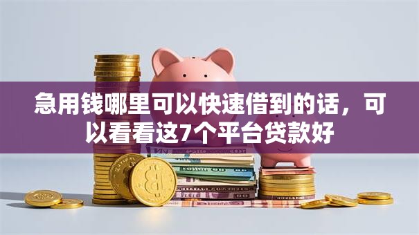 急用钱哪里可以快速借到的话，可以看看这7个平台贷款好