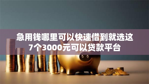 急用钱哪里可以快速借到就选这7个3000元可以贷款平台