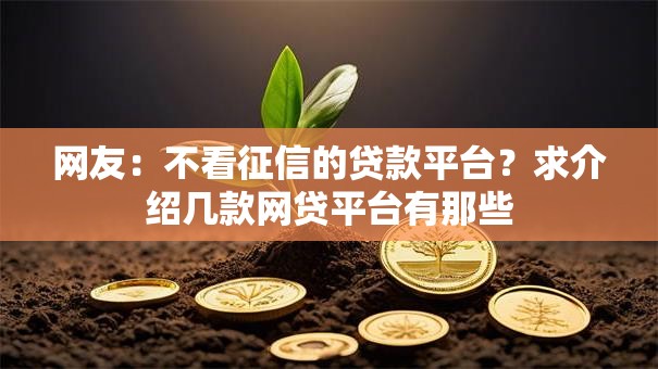 网友:不看征信的贷款平台?求介绍几款网贷平台有那些 网友:不看征信的贷款平台?求介绍几款网贷平台有那些