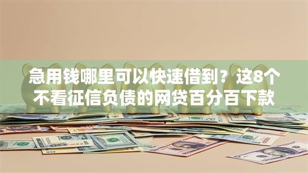 急用钱哪里可以快速借到？这8个不看征信负债的网贷百分百下款口子值得一试