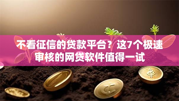 不看征信的贷款平台?这7个极速审核的网贷软件值得一试 不看征信的贷款平台?这7个极速审核的网贷软件值得一试