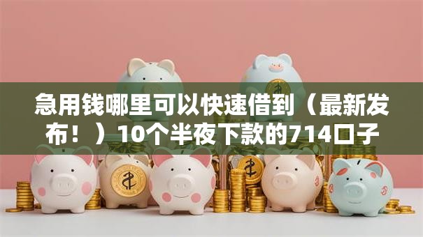 急用钱哪里可以快速借到（最新发布！）10个半夜下款的714口子