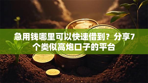 急用钱哪里可以快速借到？分享7个类似高炮口子的平台