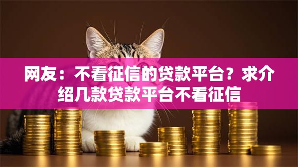 网友:不看征信的贷款平台?求介绍几款贷款平台不看征信 网友:不看征信的贷款平台?求介绍几款贷款平台不看征信
