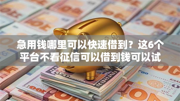 急用钱哪里可以快速借到?这6个平台不看征信可以借到钱可以试试 急用钱哪里可以快速借到?这6个平台不看征信可以借到钱可以试试