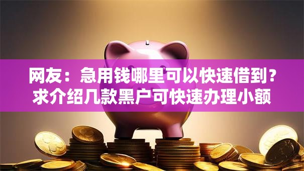 网友：急用钱哪里可以快速借到？求介绍几款黑户可快速办理小额贷款业务的平台