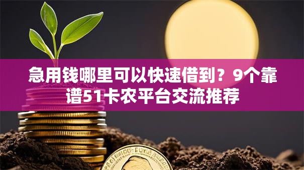 急用钱哪里可以快速借到?9个靠谱51卡农平台交流推荐 急用钱哪里可以快速借到?9个靠谱51卡农平台交流推荐