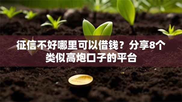 征信不好哪里可以借钱？分享8个类似高炮口子的平台