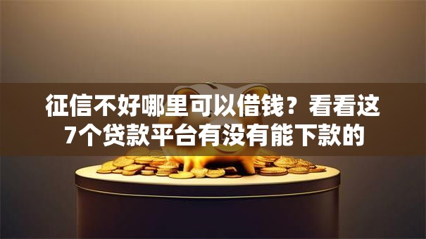 征信不好哪里可以借钱？看看这7个贷款平台有没有能下款的