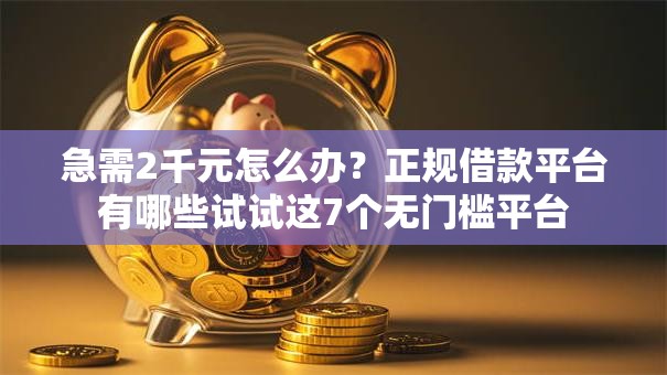 急需2千元怎么办？正规借款平台有哪些试试这7个无门槛平台