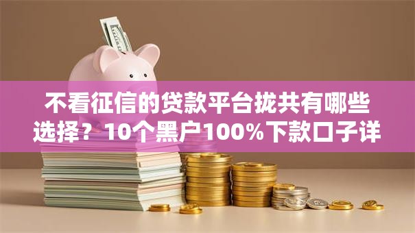 不看征信的贷款平台拢共有哪些选择?10个黑户100%下款口子详解 不看征信的贷款平台拢共有哪些选择?10个黑户100%下款口子详解
