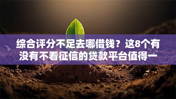 综合评分不足去哪借钱?这8个有没有不看征信的贷款平台值得一试 综合评分不足去哪借钱?这8个有没有不看征信的贷款平台值得一试