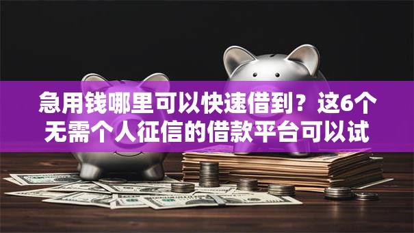 急用钱哪里可以快速借到？这6个无需个人征信的借款平台可以试试