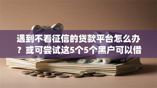 遇到不看征信的贷款平台怎么办？或可尝试这5个5个黑户可以借款的网贷app