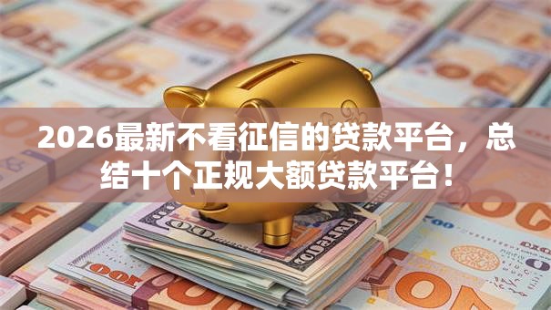 2026最新不看征信的贷款平台，总结十个正规大额贷款平台！