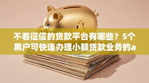 不看征信的贷款平台有哪些？5个黑户可快速办理小额贷款业务的app推荐给你