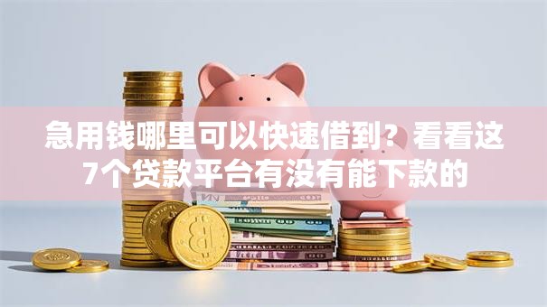 急用钱哪里可以快速借到？看看这7个贷款平台有没有能下款的
