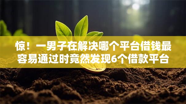 惊!一男子在解决哪个平台借钱最容易通过时竟然发现6个借款平台不看征信线上放款快,事后分享了出来 惊!一男子在解决哪个平台借钱最容易通过时竟然发现6个借款平台不看征信线上放款快,事后分享了出来