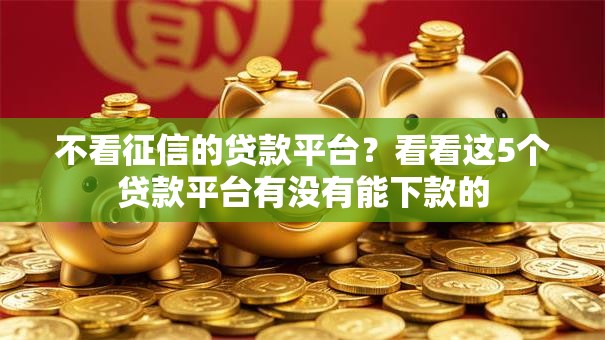 不看征信的贷款平台？看看这5个贷款平台有没有能下款的