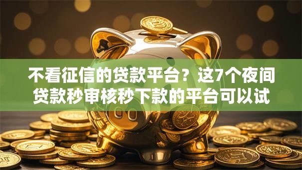 不看征信的贷款平台?这7个夜间贷款秒审核秒下款的平台可以试试 不看征信的贷款平台?这7个夜间贷款秒审核秒下款的平台可以试试