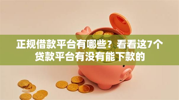 正规借款平台有哪些?看看这7个贷款平台有没有能下款的 正规借款平台有哪些?看看这7个贷款平台有没有能下款的
