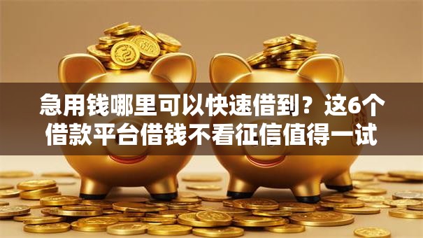 急用钱哪里可以快速借到？这6个借款平台借钱不看征信值得一试