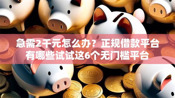 急需2千元怎么办？正规借款平台有哪些试试这6个无门槛平台