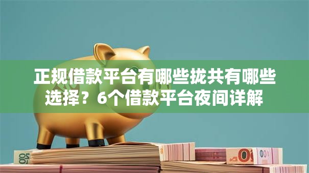 正规借款平台有哪些拢共有哪些选择？6个借款平台夜间详解