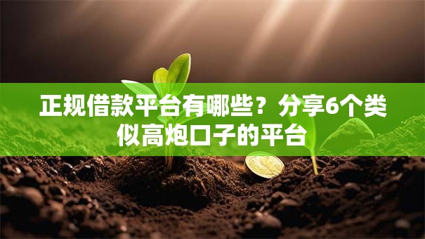 正规借款平台有哪些?分享6个类似高炮口子的平台 正规借款平台有哪些?分享6个类似高炮口子的平台