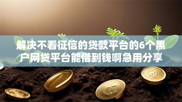 解决不看征信的贷款平台的6个黑户网贷平台能借到钱啊急用分享