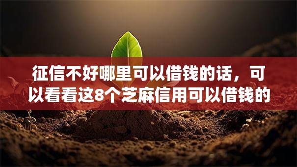 征信不好哪里可以借钱的话，可以看看这8个芝麻信用可以借钱的app
