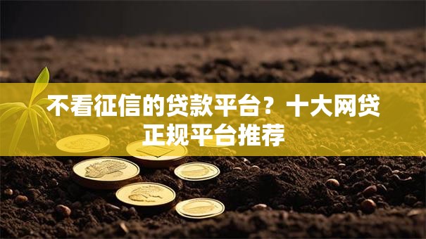 不看征信的贷款平台？十大网贷正规平台推荐