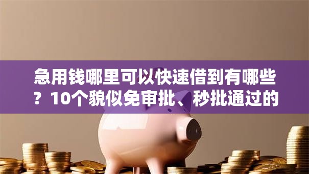 急用钱哪里可以快速借到有哪些？10个貌似免审批、秒批通过的网贷口子合集