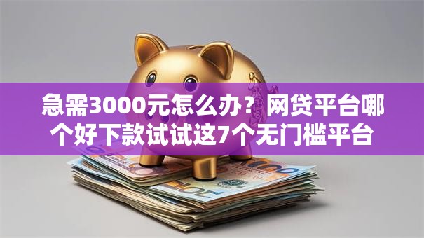 急需3000元怎么办？网贷平台哪个好下款试试这7个无门槛平台